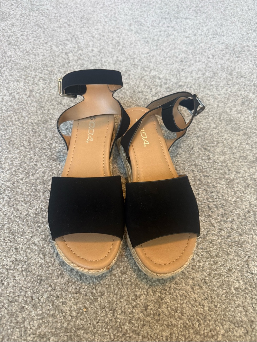 Soda Black Open-Toe Ankle-Strap Espadrilles